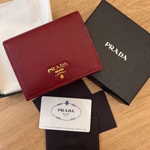 Original Prada Maroon Womens Wallet w/ Certificate and Box